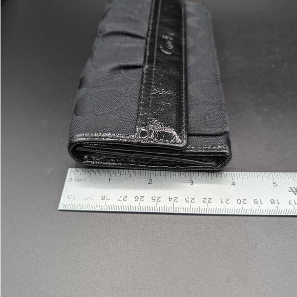 Coach Wallet Womens Black Slim Signature Patent Leather Envelope Clutch F42818 - Picture 7 of 10